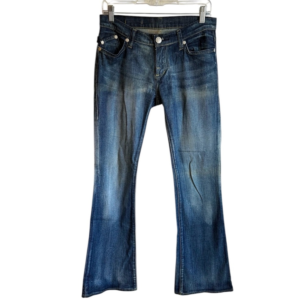 Rock & Republic Low Rise Roth Flare Stone Wash Embroidered Denim Jeans Size 26